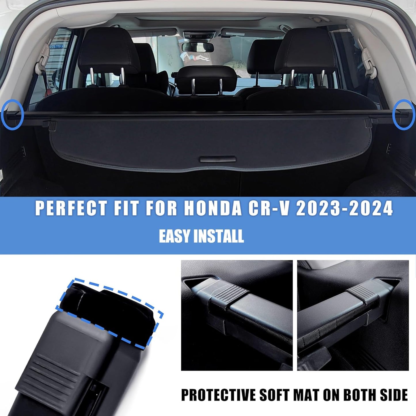 Retractable Cargo Cover for Honda CRV 2023 2024 (Include Hybrid) Trunk Cargo Cover Luggage Security Shade Cover for CR-V 2023 2024 Shielding Shade Anti-Peeping Luggage Privacy Screen - OMOTOR