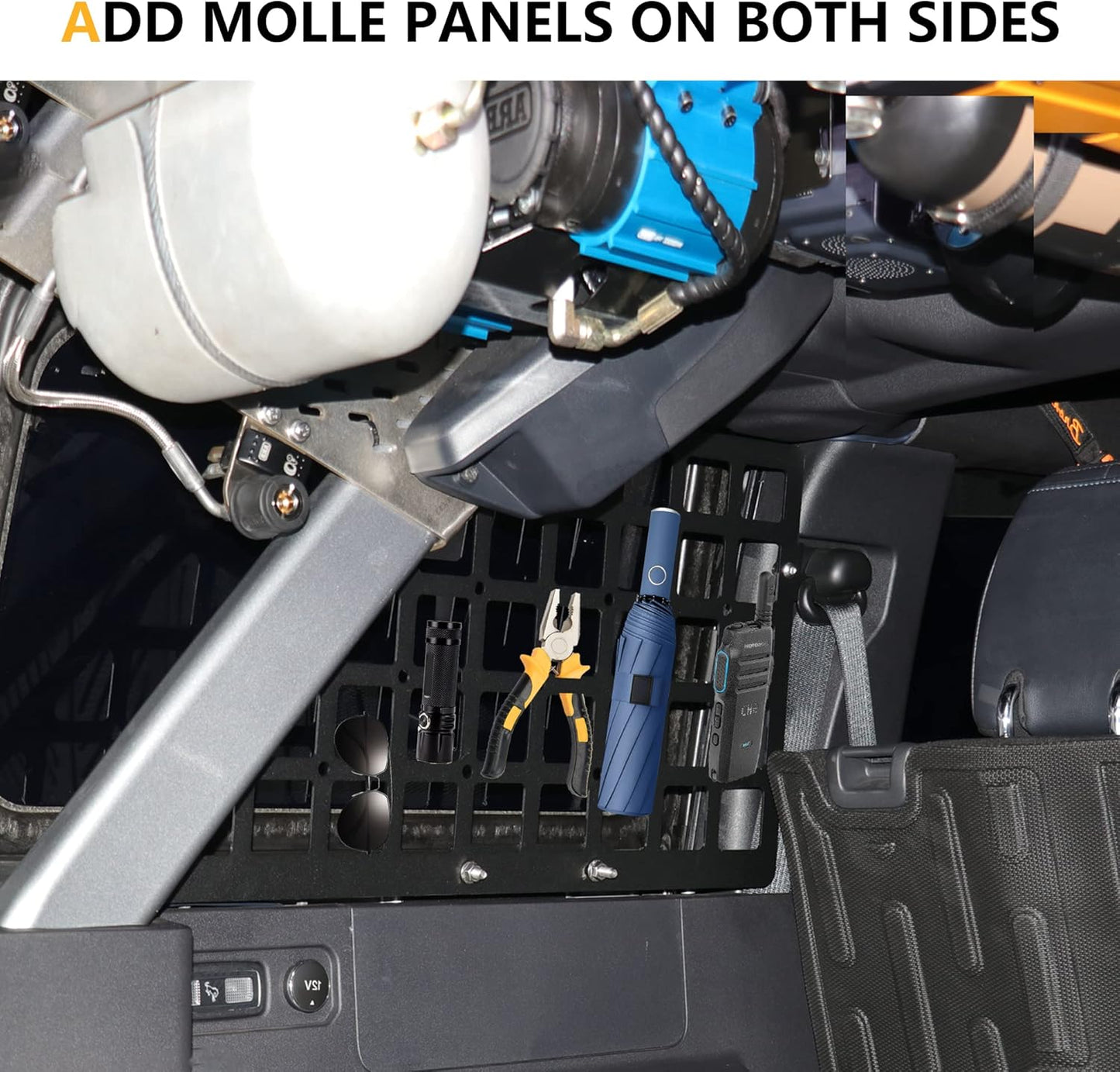 Rear Window Molle Panel for 2021 2022 2023 2024 2025 New Ford Bronco 4 Door Hard Top Cargo Organizer Rear Trunk Panel Storage System Interior Accessories, 2 Pack Black