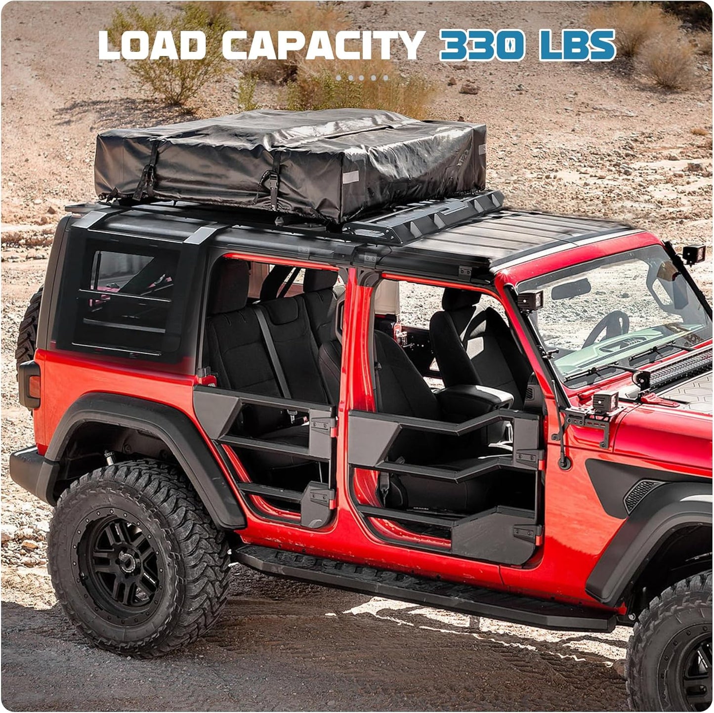 Roof Rack fit for Jeep Wrangler JL 2018-2025 4 Door w/Double Ladders Roof Rack Cargo Basket Luggage Carrier Heavy Duty Steel Cargo Storage Carrier (You Will get 2 Packages)