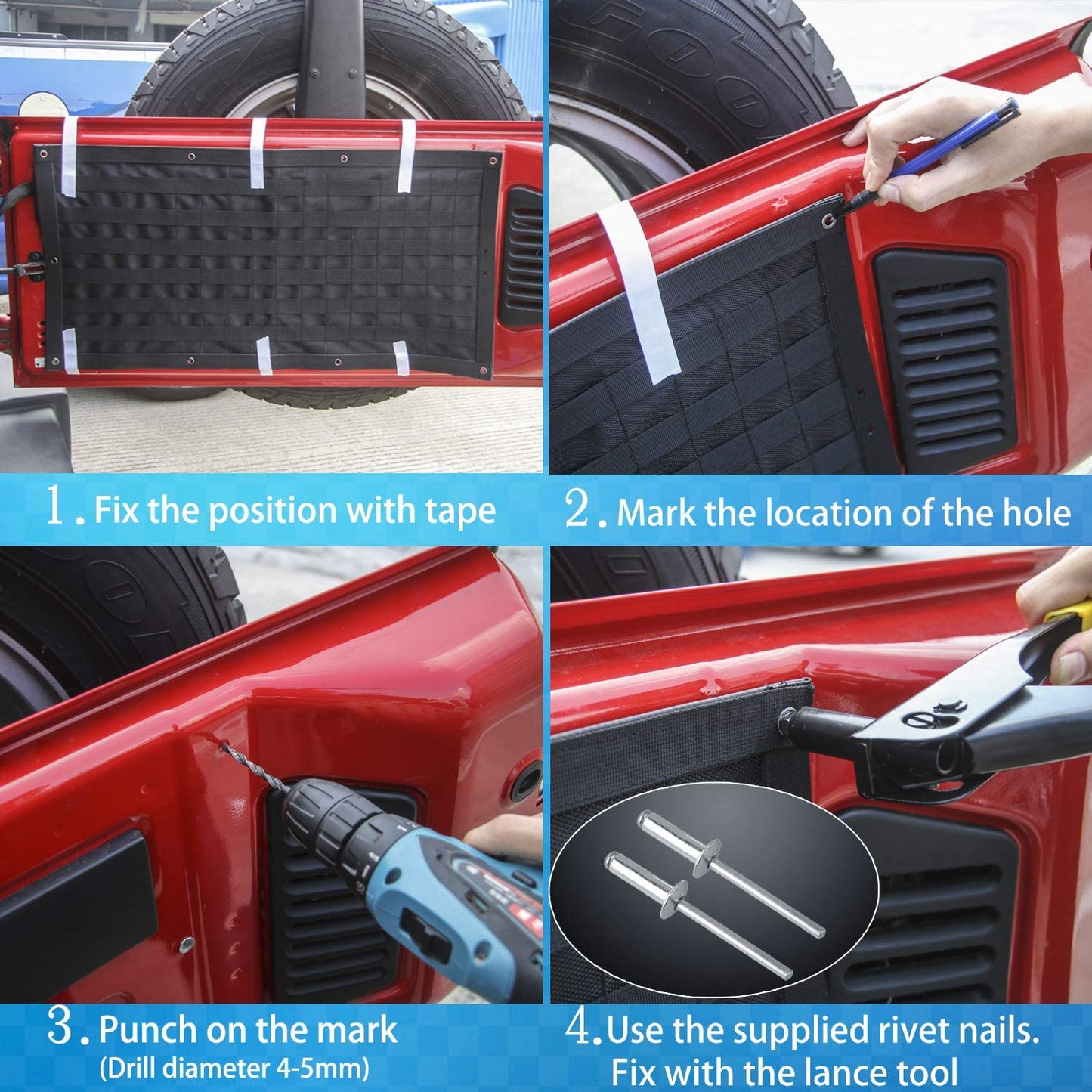 Tailgate Tool Kit Storage Bag Organizer Racks for 2007-2018 Jeep Wrangler JK JKU 2018-2019 JL JLU, Canvas, 3PCS - OMOTOR