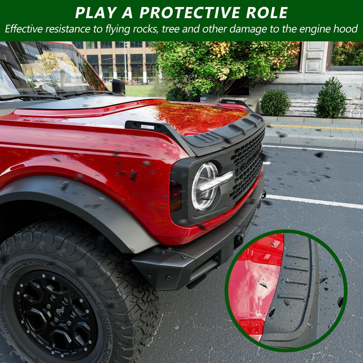 Hood Deflector Compatible with 2021-2025 Ford Bronco Hood Shield Protector (Not for Sport) Replacement for 2021-2025 Ford Bronco Accessories