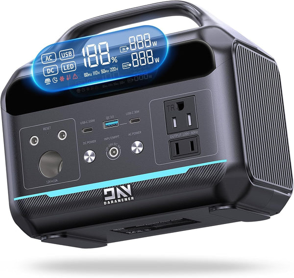 Portable Power Station 300W (600W Surge), 204Wh Solar Generator LiFePO4 Electric with AC&DC Outlets Fast Charging for Outdoors Camping Essentials Backup Bank Emergency, RV, Off-Grid Living