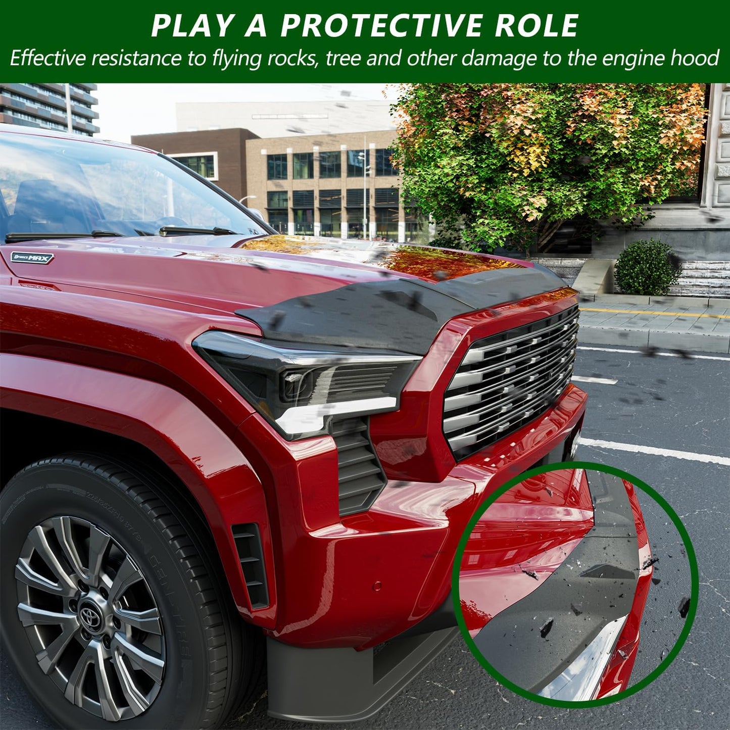 Hood Protector Compatible with 2024-2025 Toyota Tacoma 2025 4Runner Hood Shield ABS 3Pcs Deflector Bugflector Replacement for 2024 Toyota Tacoma Accessories