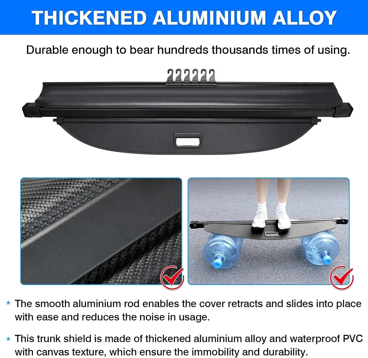 Cargo Cover for Chevy Chevrolet Equinox GMC Terrain 2024 2023 2022 2021 2020 2019 2018 Accessories Retractable Trunk Cover All Weather Shielding Shade Cargo Luggage Cover Carbon Fiber Texture - OMOTOR