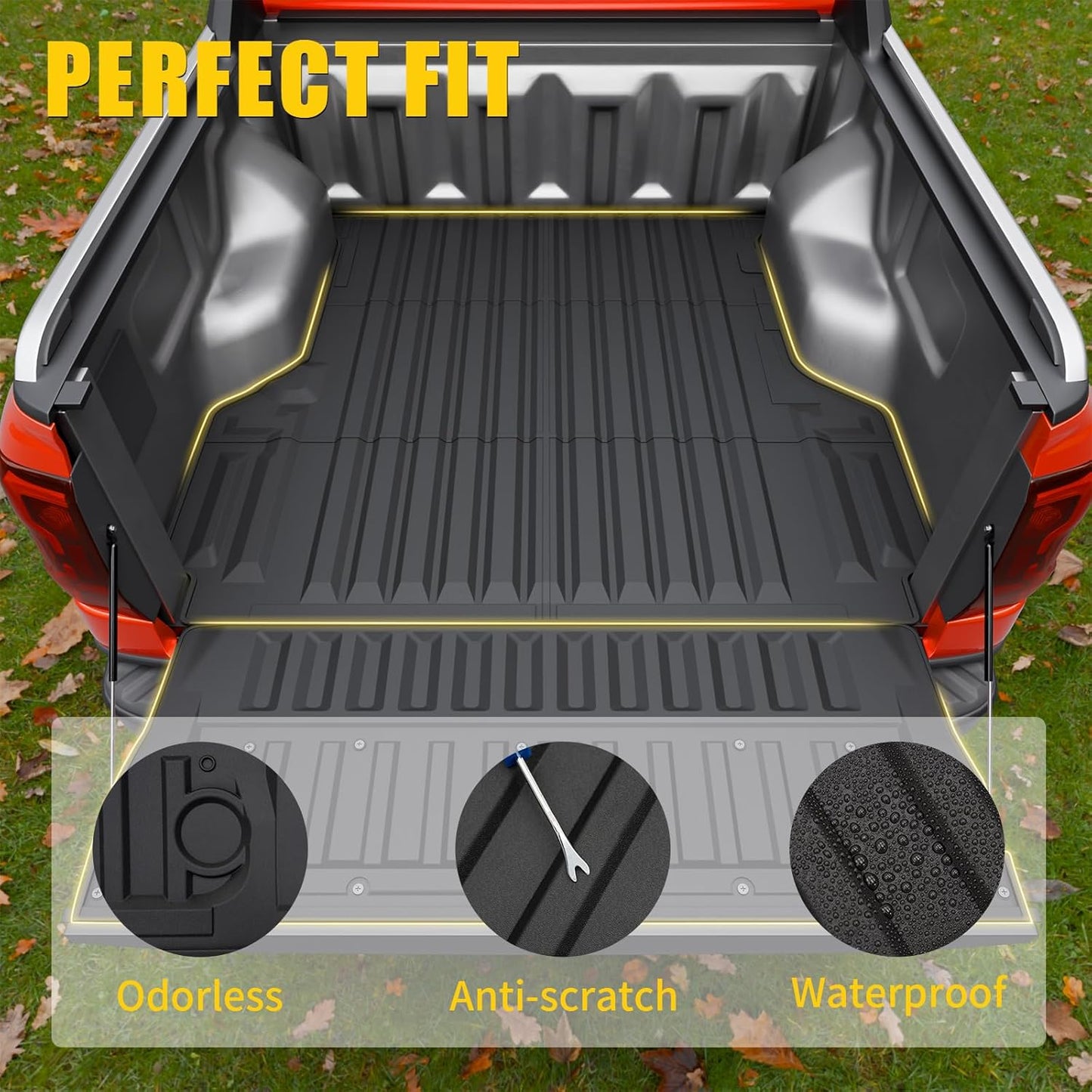 5FT Bed Mat Compatible with 2024 2025 2026 Ford Ranger (Truck Bed Mat+Tailgate Mat)