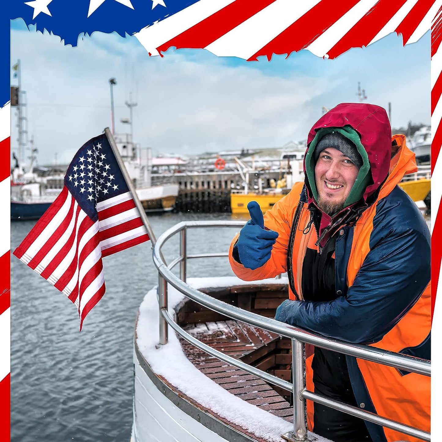 2 Pieces American Flag 12 x 18 Inch Small US Boat Star - OMOTOR