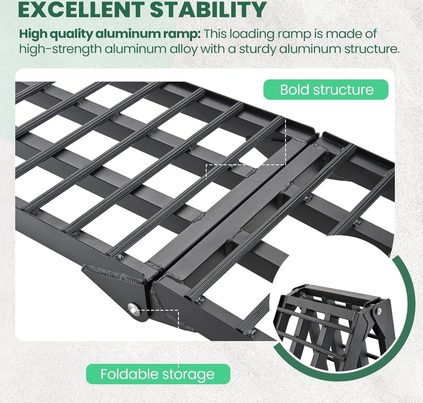 10ft Motorcycle Ramp 1500LBS Capacity, 120"x17.7" Black Truck Ramps, Loading Ramps for Pick Up Motorcycle, ATV, UTV, Dirt Bike, Lawn Mower, Golf Cart, Garden Tractor - OMOTOR