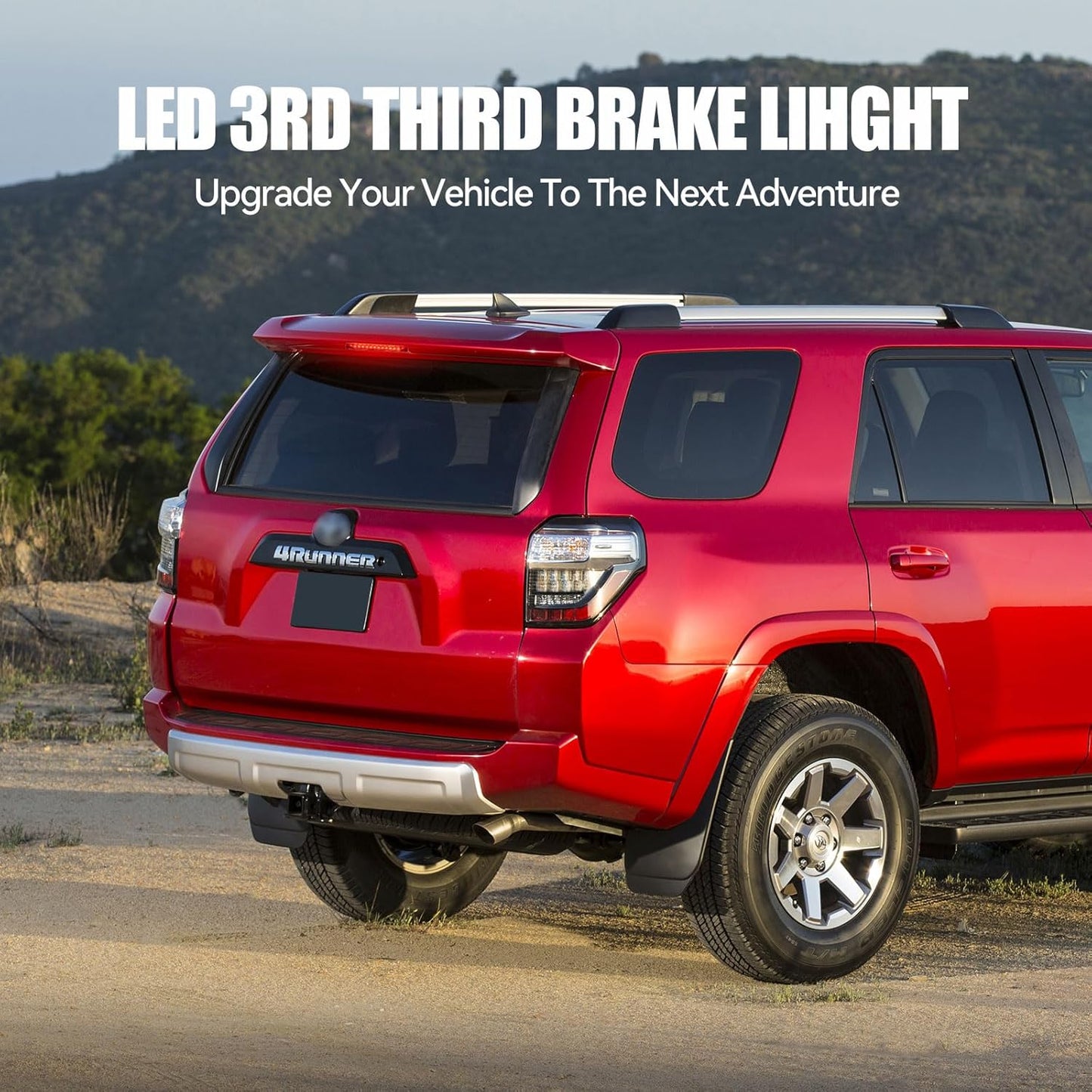 Third 3rd Brake Light LED for 2010-2024 Toyota 4Runner, High Mount Rear Brake Lights Assembly for 2014-2019 Toyota Highlander, Waterproof Center Cab Lamp Stop Light (Red)