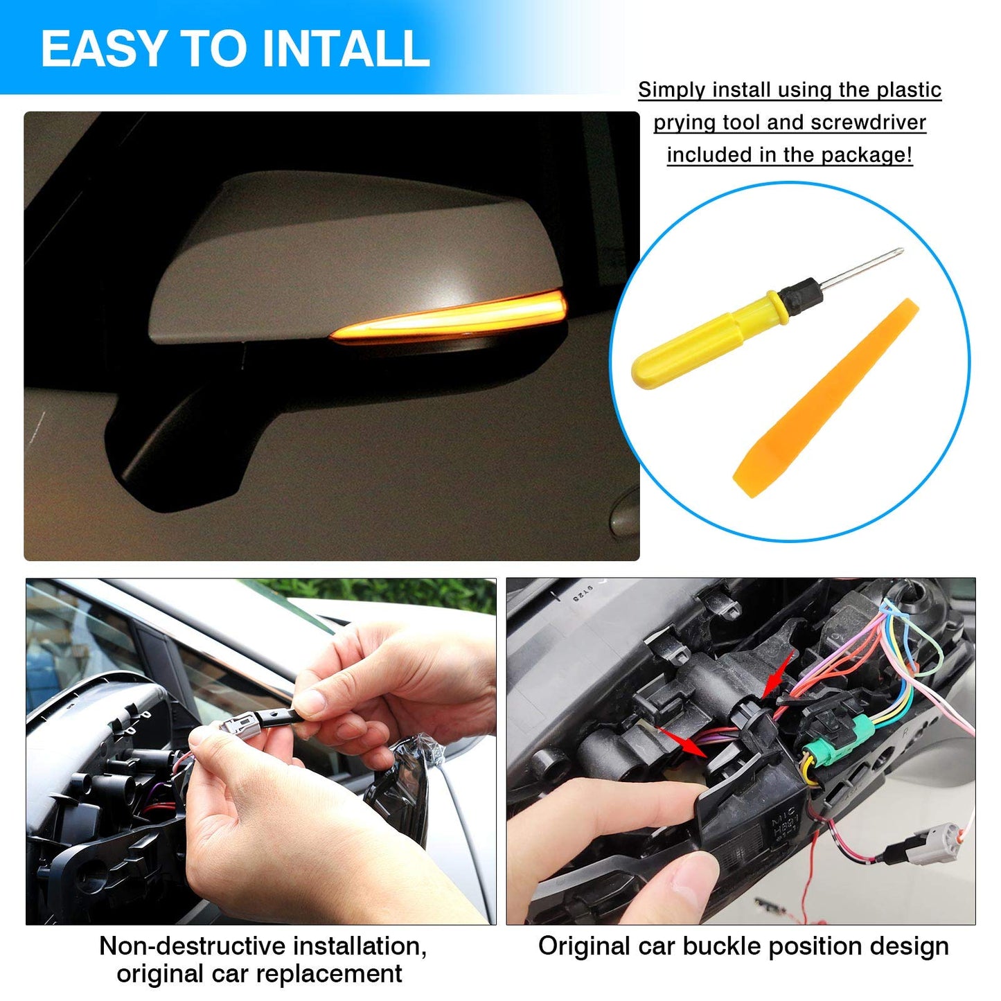 2Pcs Car Led Side Mirrors for Toyota RAV4 2019-2025/2016-2024 Tacoma/2020-2025 Highlander