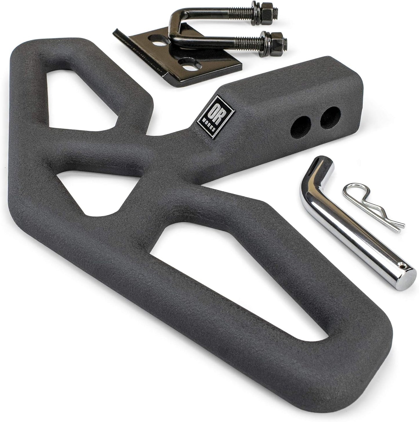 Universal Hitch Bump Step for 2" Receivers, 18" Wide Paddle Step, Includes Hitch Pin and Stabilizer Plate Steel Construction - OMOTOR