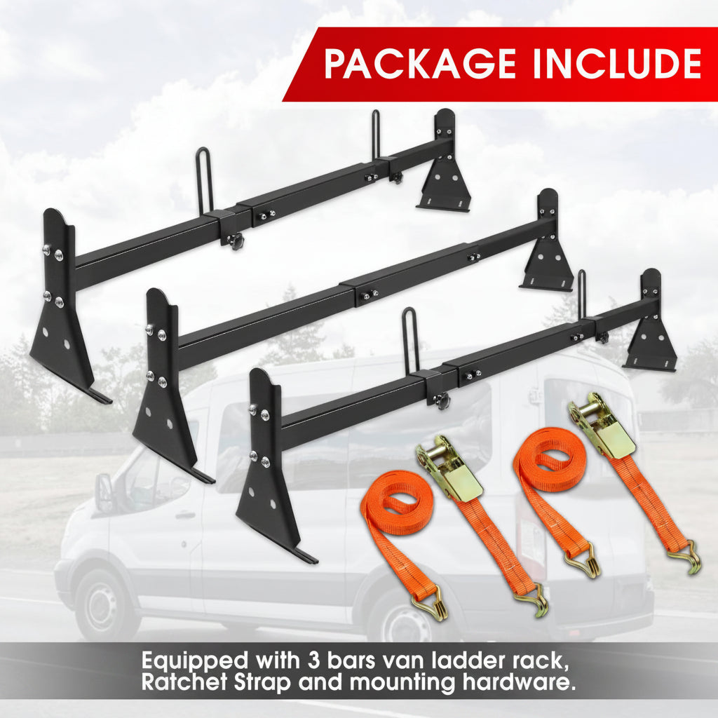 Ladder Rack for Van Compatible with Chevy Express 1500 2500 3500 Ford Econoline GMC Savana Fullsize with Rain Gutter