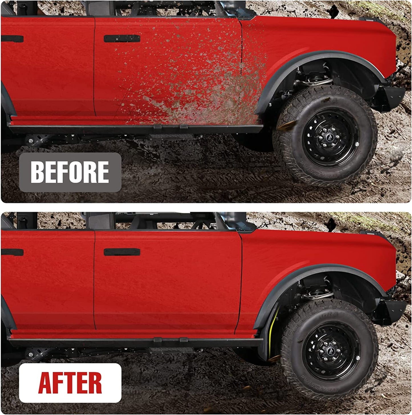 Mud Flaps for Ford Bronco Accessories 2021 2022 2023 2024 2/4-Door No Punching Required Front and Rear 4PCS - OMOTOR