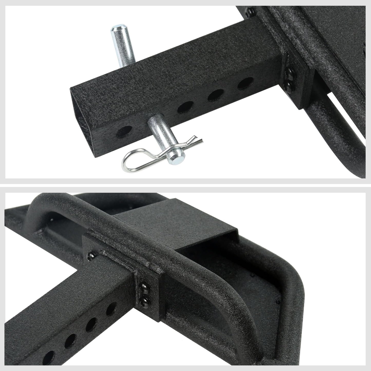 Towing Hitch Steps for 2" Hitch Receiver, Rear Trailer Hitch Bumper Guard Protector Universal Black Hitch Step Bar for Pickup Truck SUV - OMOTOR