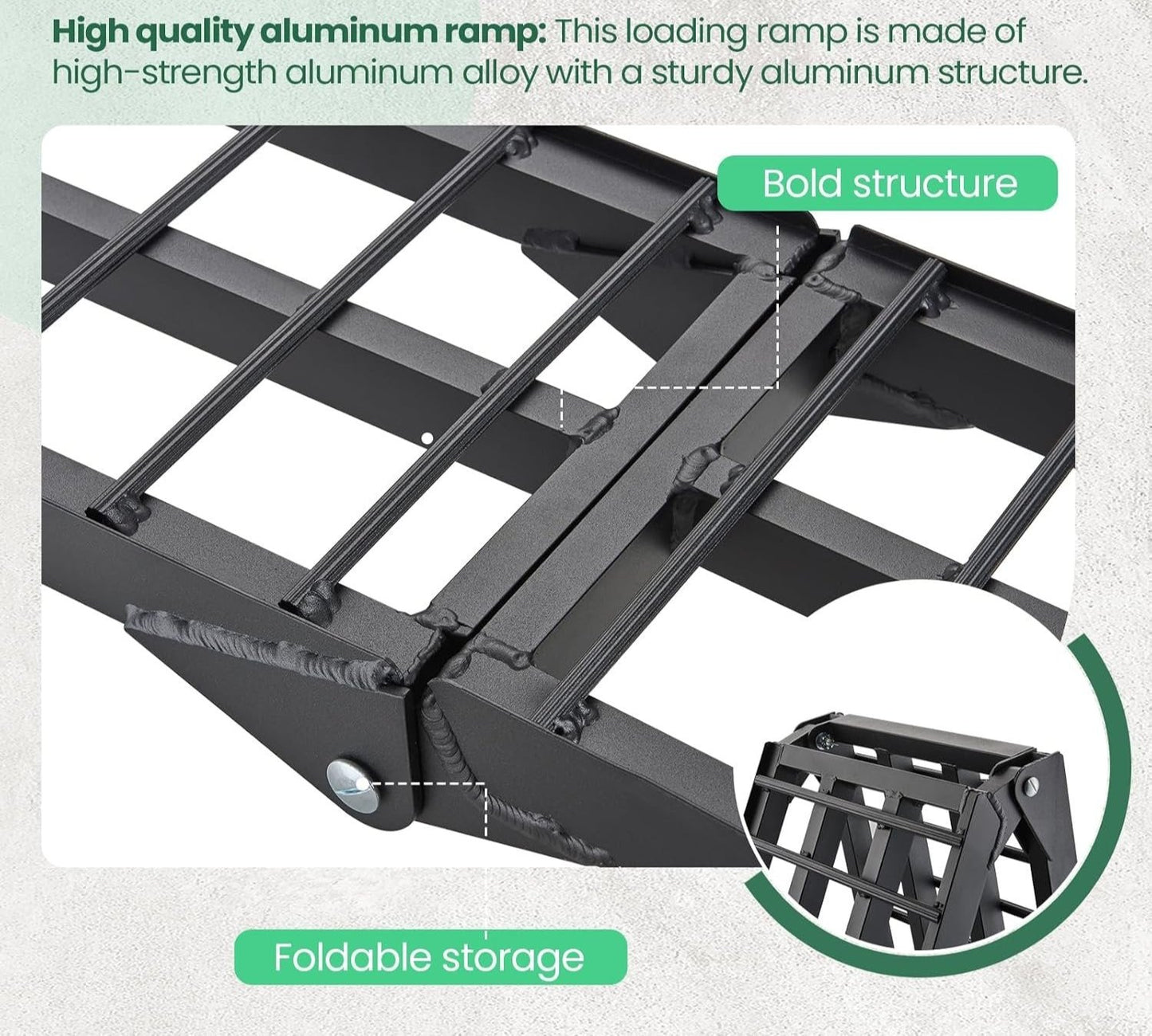 10ft Motorcycle Ramp - 600lb Capacity - Portable Loading Ramp for Motorcycles, Dirt Bikes, Bicycles - 120"x11.6" Black Ramp - OMOTOR