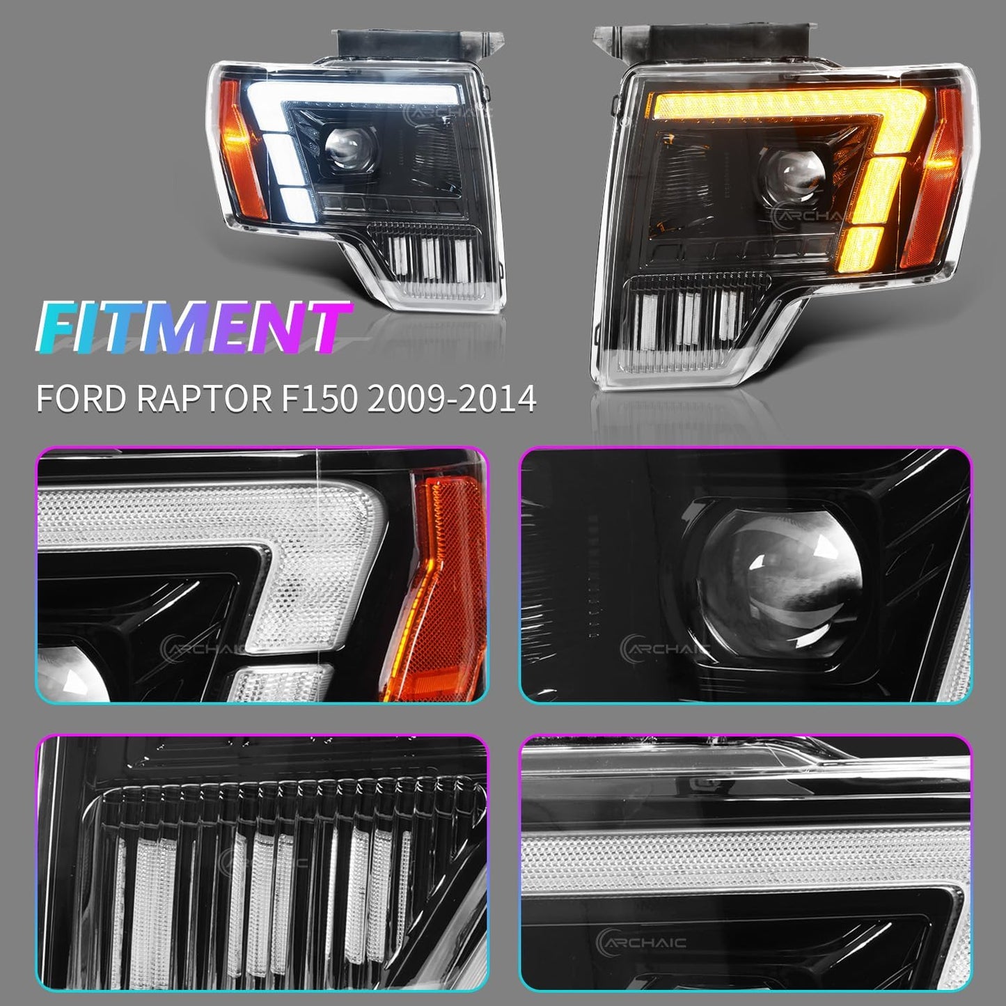 LED Headlights Compatible with 2009-2014 Ford F150 FX2/FX4/King Ranch/Lariat/Limited/Platinum/STX/SVT Raptor/XL/XLT/Lariat Limited