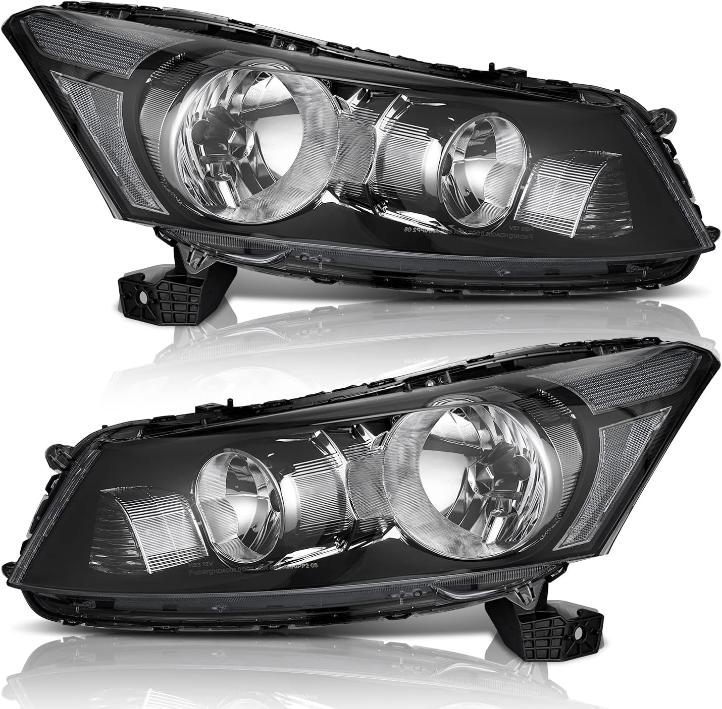 2008-2012 Honda Accord 4Dr Headlights Assembly Pair - Replacement for Specific Years, Excludes Coupe & Crosstour Models - OMOTOR