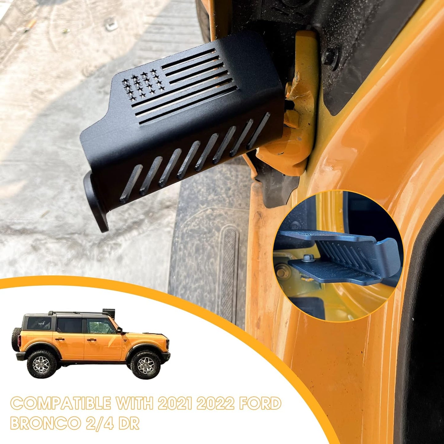 BESTAOO Door Hinge Front Foot Peg Rest Pedal for Ford Bronco Accessories 2021 2022 2023 2024 2025 2 Door 4 Door - 1 Pair