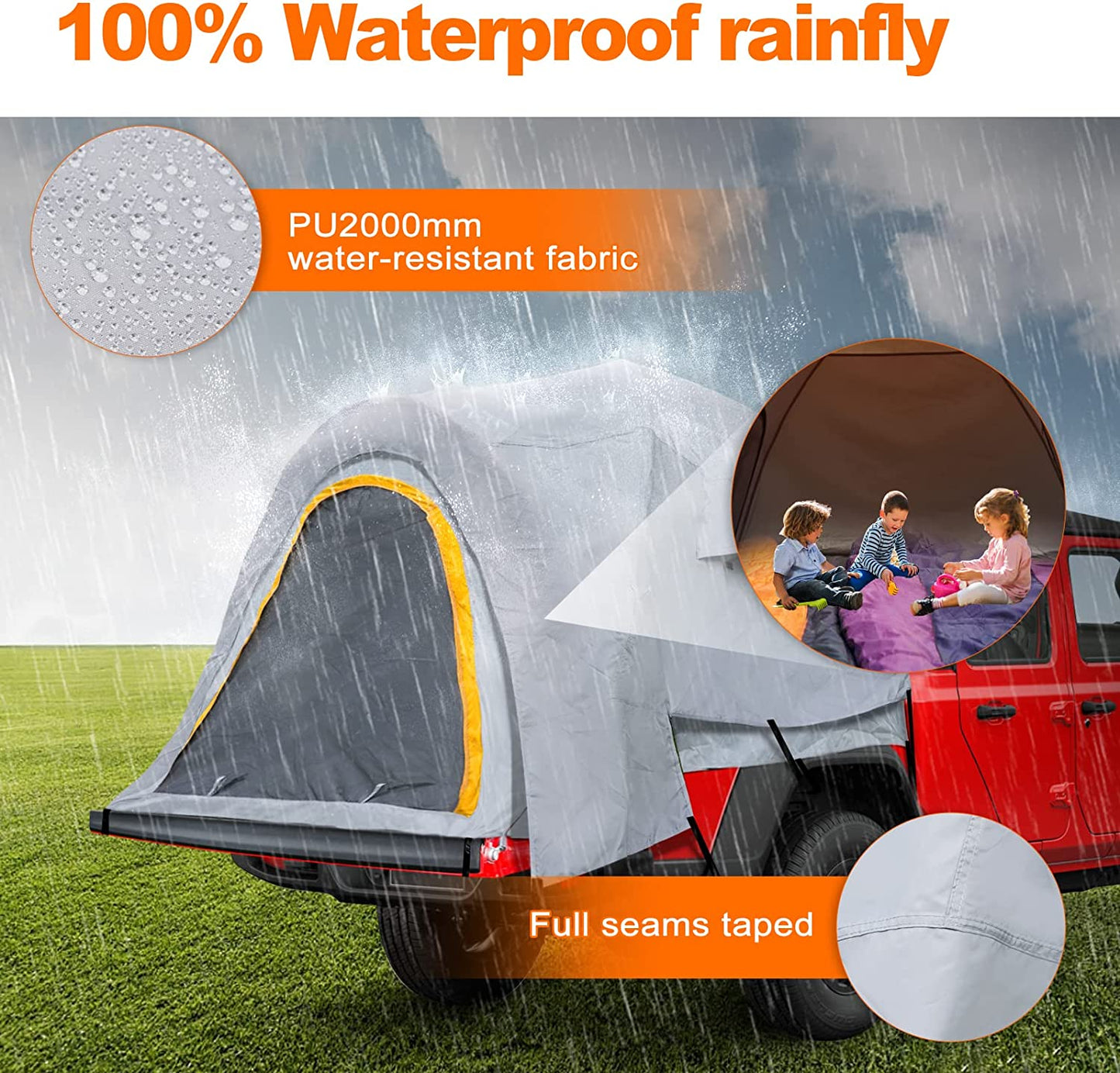 Pickup Truck Bed Camping Tent, Gladiator Truck Bed Tent with Removable Rainfly and Carrying Case, 5-5.5ft Bed - OMOTOR