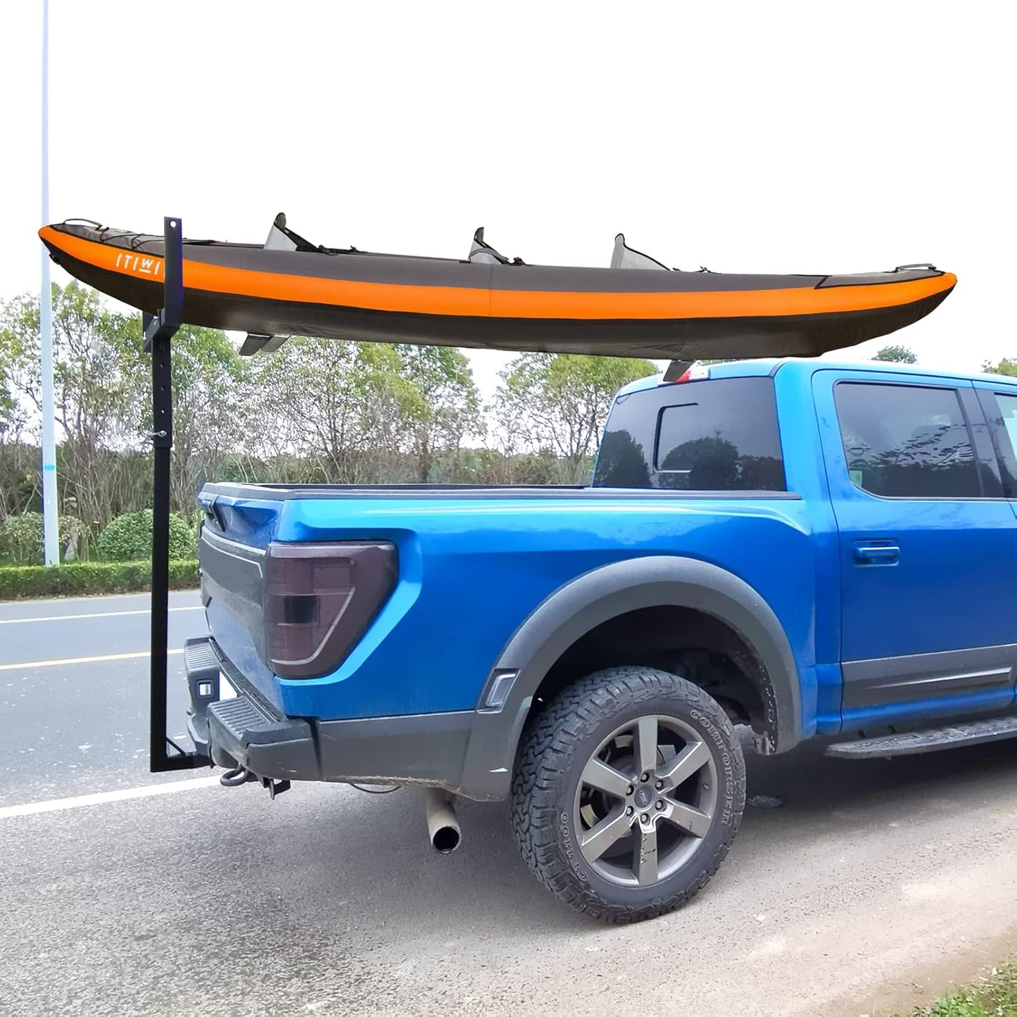 Truck Bed Extender, 2 in 1 Design Foldable Kayak Hitch Extender, 850lbs Load Capacity Pick Up Truck Bed Hitch Mount Extension Rack for Canoe Boat Kayak Lumber/Black - OMOTOR