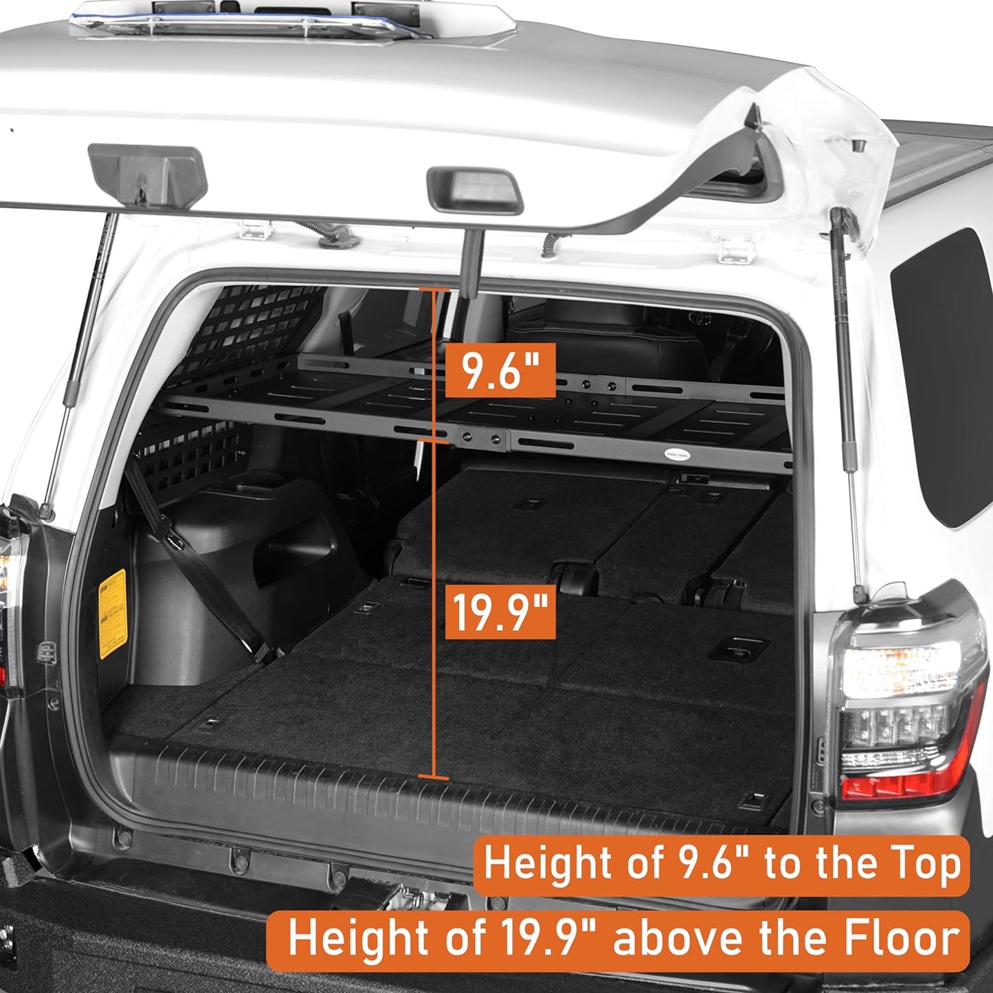 u-Box 4Runner Rear Trunk Cargo Rack + Window Molle Panel Kit Interior Storage Basket for 2010-2024 Toyota 4Runner 5-Seater & 7-Seater - Lightweight Steel Tray Organizer