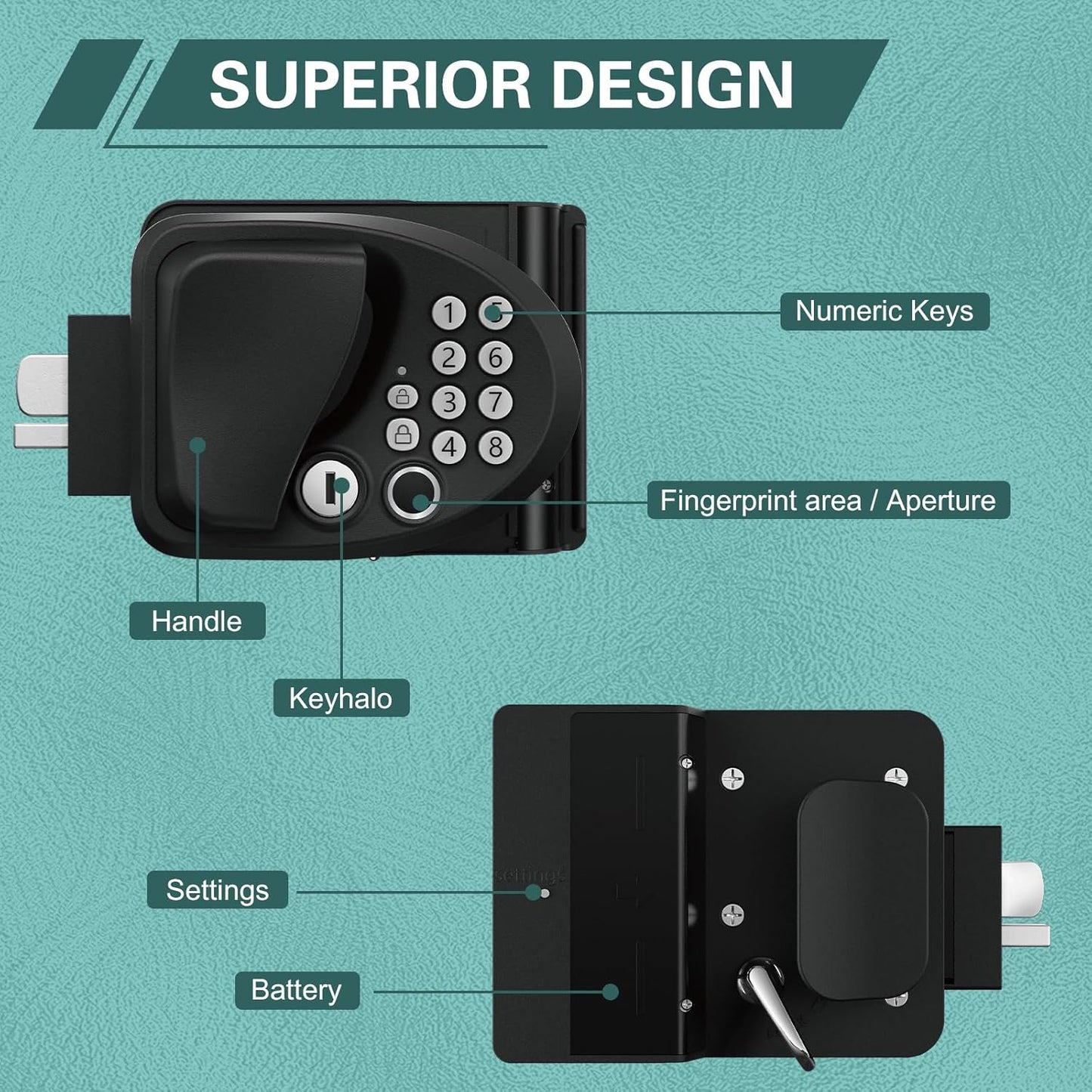 Vovoir RV Door Lock Keyless Entry with Fingerprint Password and 4 Keys,RV Door Lock Replacement Suitable for Trailer Camper RVs