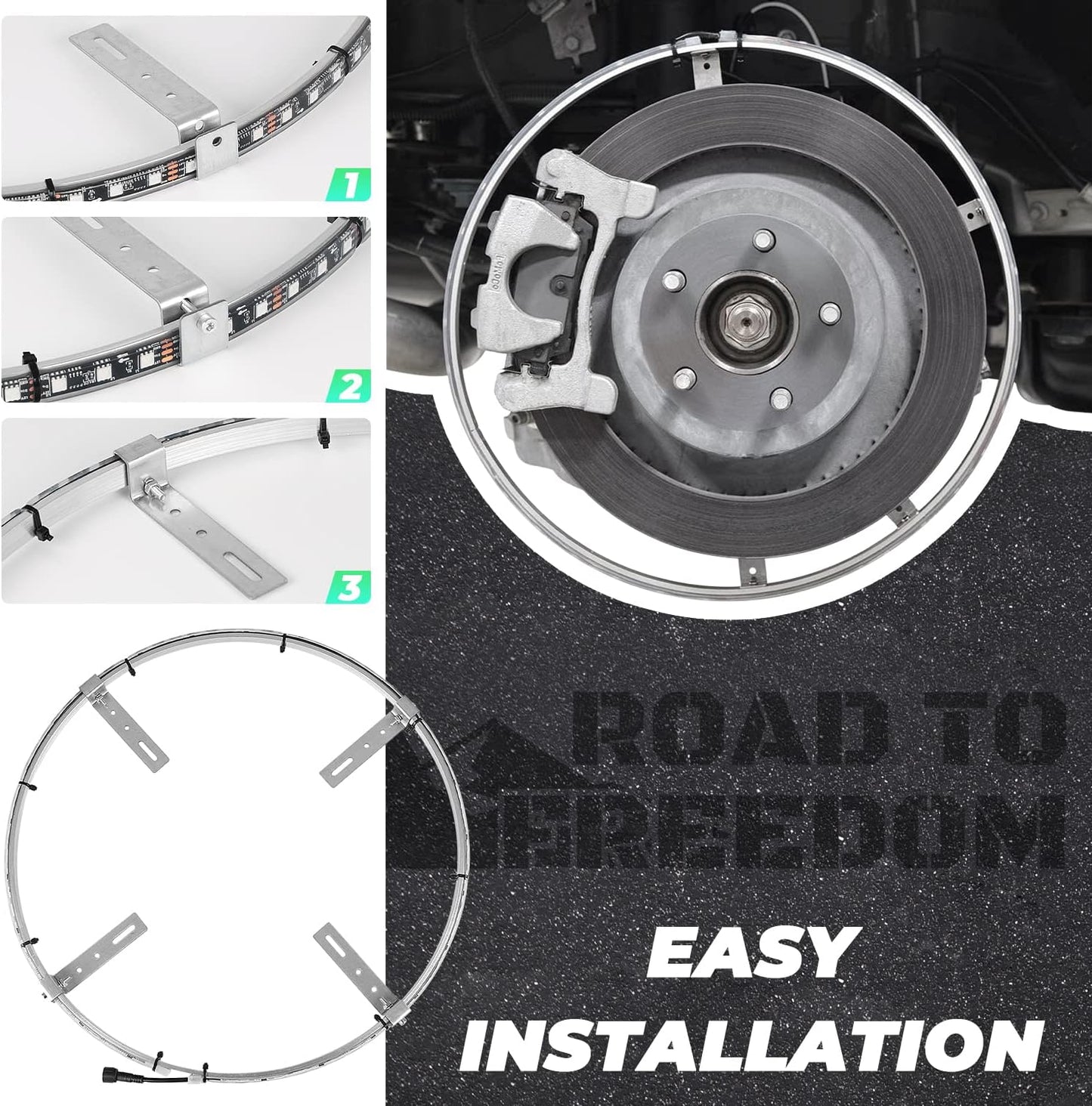 【EASY INSTALL】4PCS 15.5 INCH Chasing RGB LED Wheel Rim Light Kit - OMOTOR