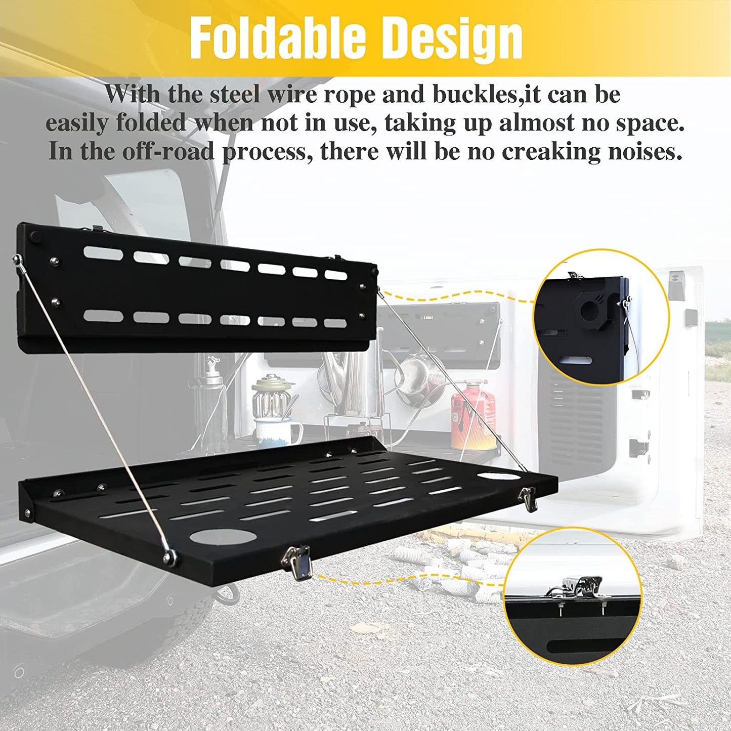 Tailgate Rack for 2021 2022 2023 2024 Ford Bronco 2/4 Door Rear Foldable Cargo Shelf - OMOTOR