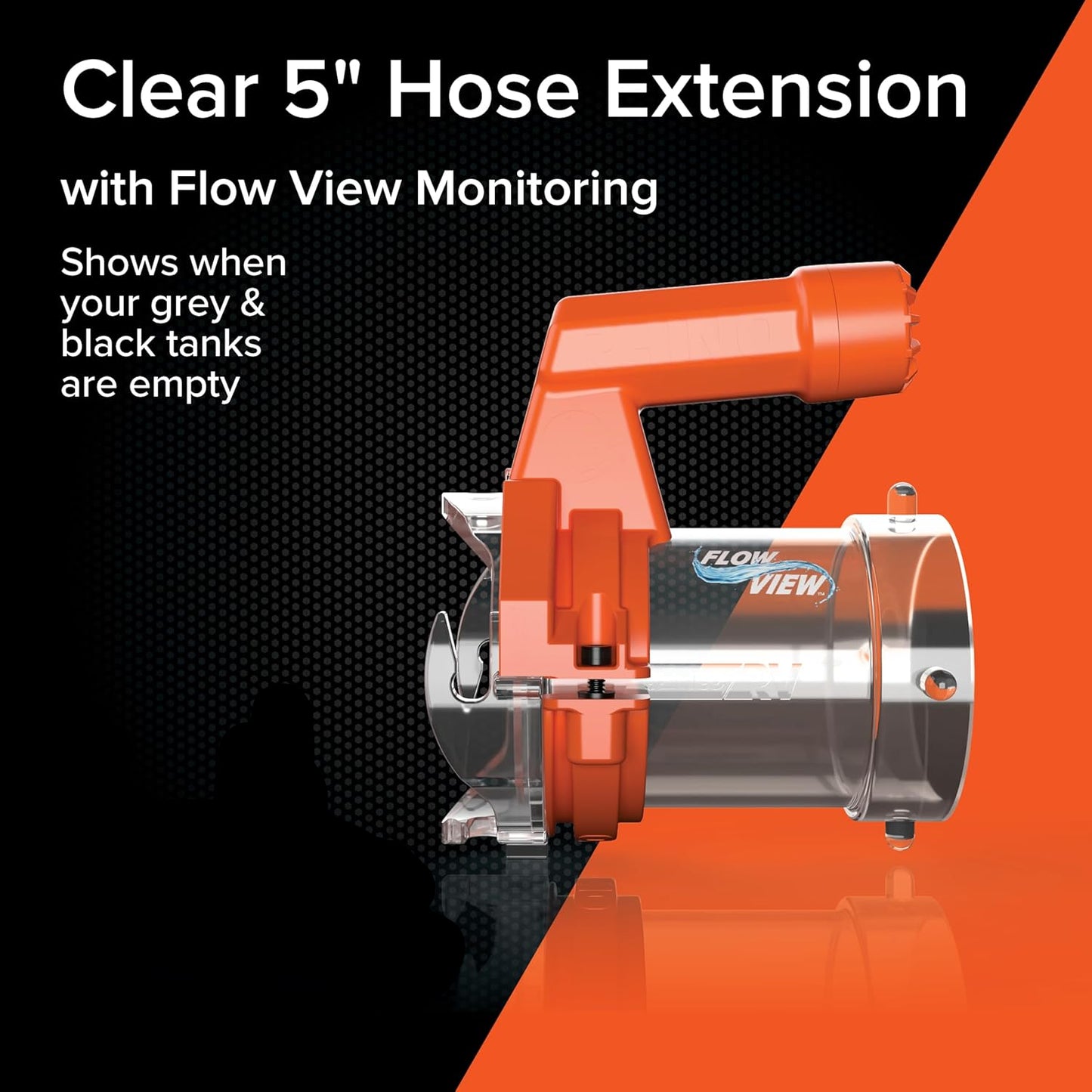 Camco Rhino RV Sewer Hose Extender PRO – 5″ Sewer Hose Extension — Torque-Grip Handle with Built-in LED Flashlight — The Easiest Way to Connect Your RV Sewer Hose (39570)