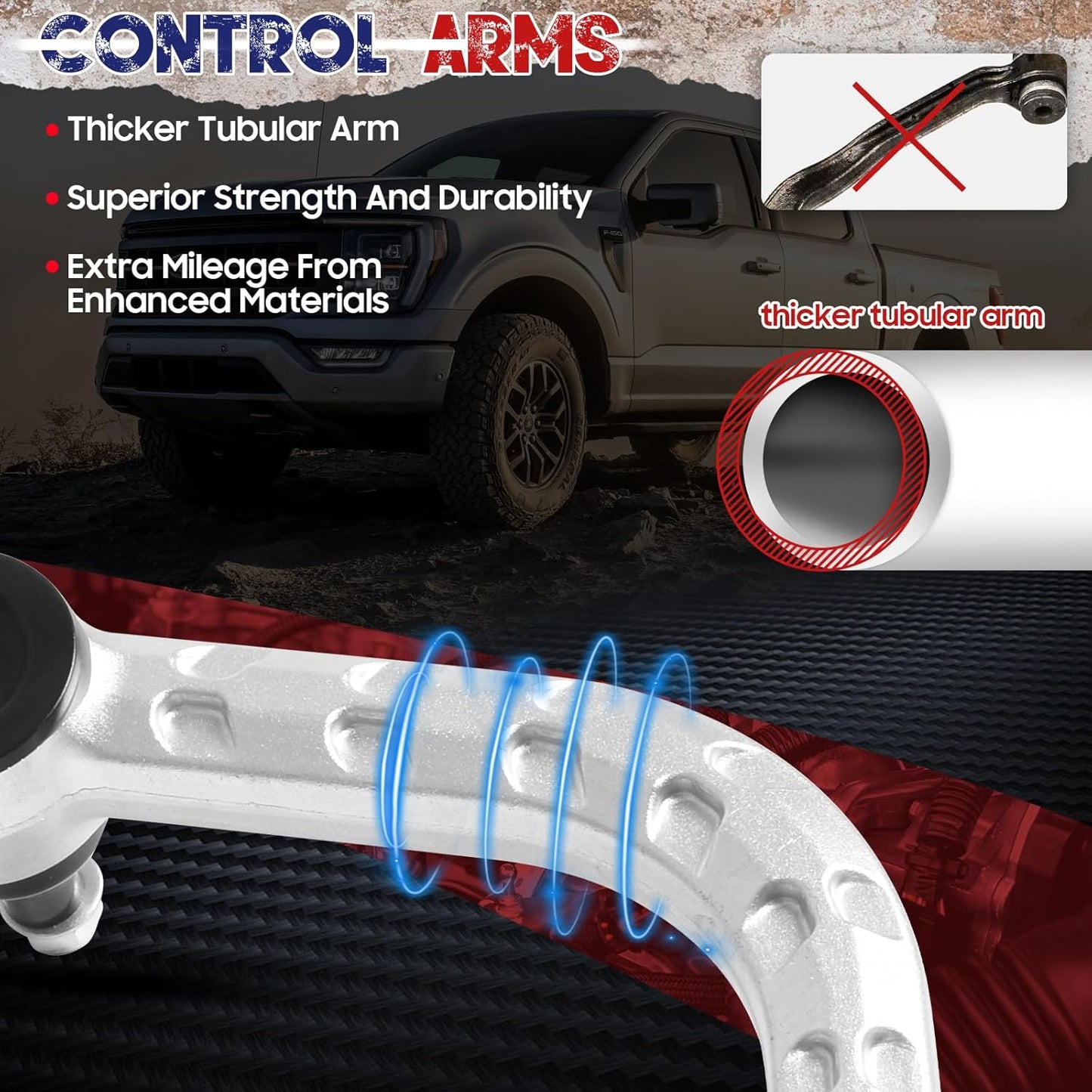 2-4" Lift Aluminum Upper Control Arm for 2004-2020 Ford F-150, Adjustable Control Arms Compatible with Expedition Navigator 06-22, Front Suspension Arms