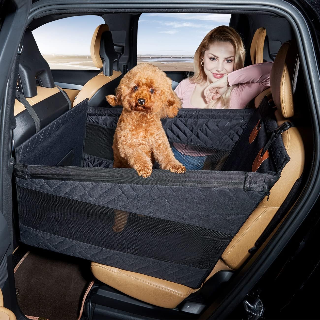 Dog Car Seat for Medium/Large Dogs, Back Seat Extender & Hammock, Waterproof Pet Car Bed Mattress for Car SUV Truck, Easy to Clean & Non-Slip - OMOTOR