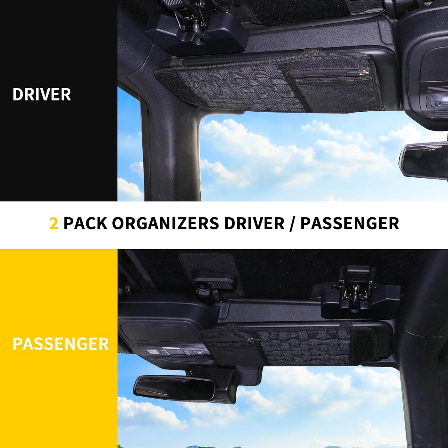Tactical Sun Visor Organizer Visor Storage Compatible with 2021 2022 2023 2024 2025 Ford Bronco 2/4 Door Accessories Car Sun Visors Sunglasses Holder Webbing Molle Panel, 2x Driver Passenger