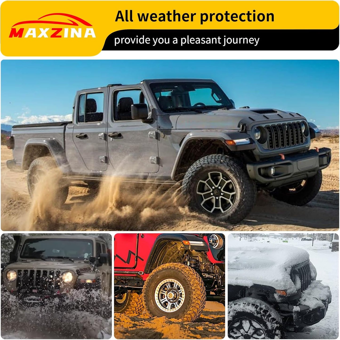 Hood Protector Compatible with 2020+ Jeep Gladiator 2018+ Jeep Wrangler JL Hood Shield TPE Hood Deflector Hood Guard for 2024 2025 Gladiator Wrangler JL Accessories