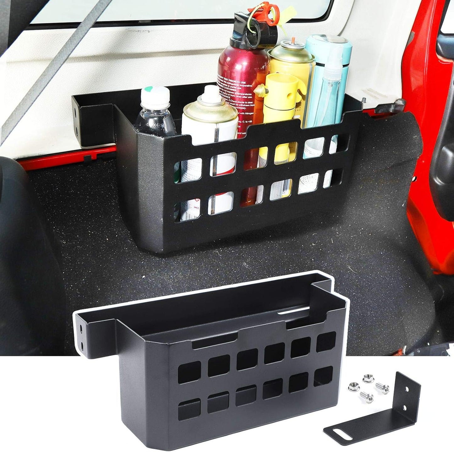 Rear Molle Panel Trunk Side Cargo Rack Shelf Organizer Storage Tray Basket Metal Cargo Holder for 1997-2022 Jeep Wrangler TJ JK JL