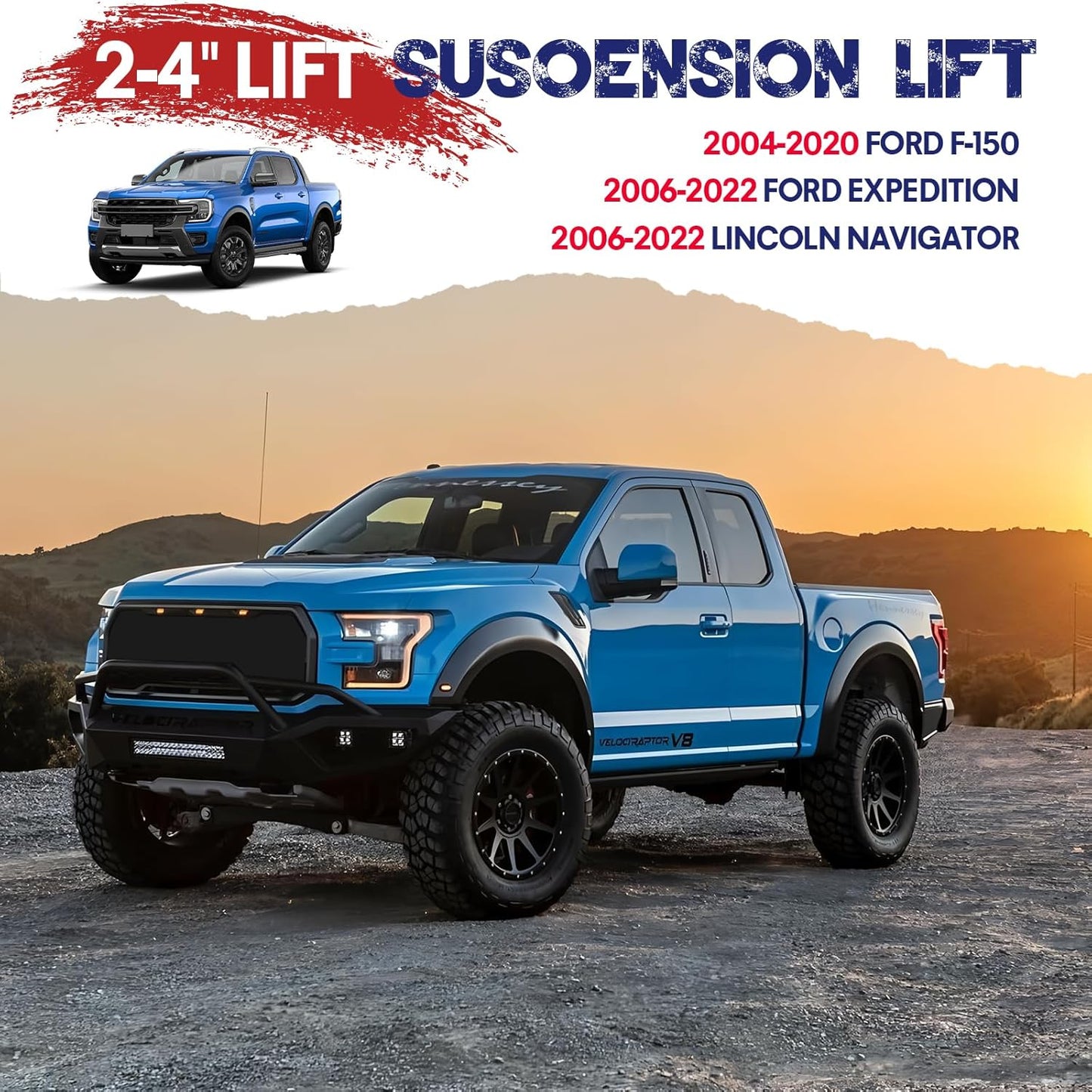 2-4" Lift Aluminum Upper Control Arm for 2004-2020 Ford F-150, Adjustable Control Arms Compatible with Expedition Navigator 06-22, Front Suspension Arms