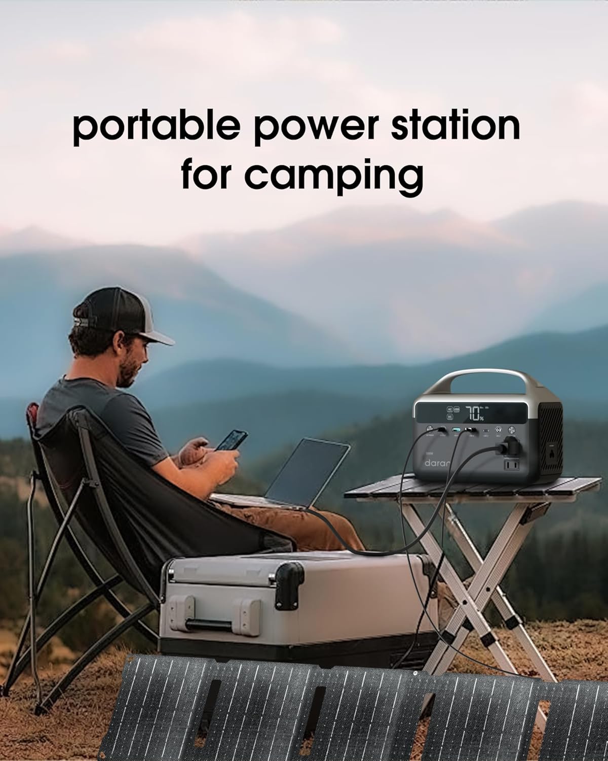 Portable Power Station 300W (600W Surge), 192Wh (60,000mAh) Solar Generator, LiFeP04 Battery with AC Outlets, 5.5LB Power Bank for Outdoor Camping, Traveling, Home & Emergency (Solar Optional)