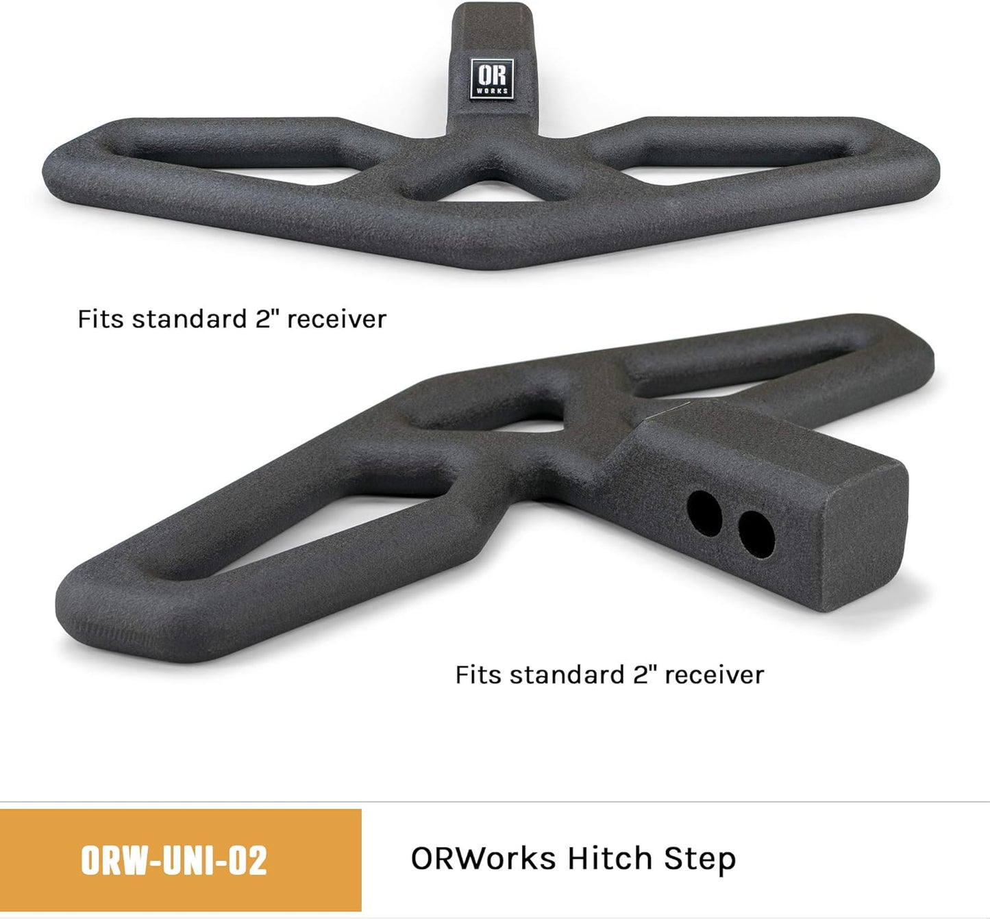 Universal Hitch Bump Step for 2" Receivers, 18" Wide Paddle Step, Includes Hitch Pin and Stabilizer Plate Steel Construction - OMOTOR