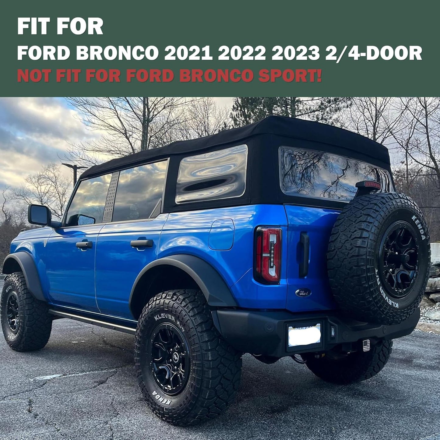 Front & Rear Sasquatch Package Fender Flare Kit Fit for 2021-2023 Ford Bronco 2/4 Door Exclude Bronco Sport, Replace OE M-9164-BFK M2DZ-16268-AA, Black, 4pcs