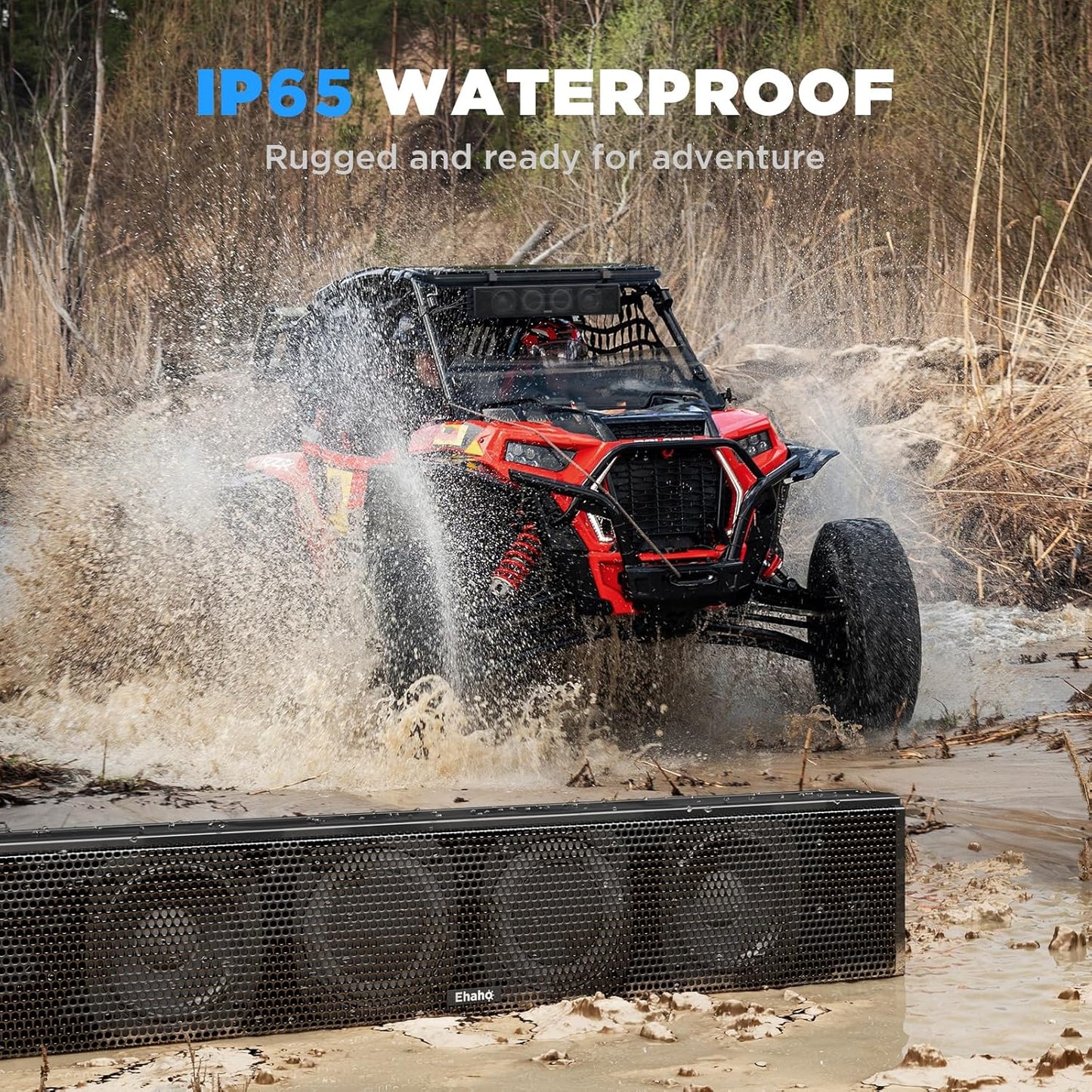 25 Inch UTV Sound Bar, ATV SoundBar Bluetooth with RGB Lighting, Amplified Powersports SXS Sound Bar, Waterproof Golf Cart Sound Bar, UTV Speakers Compatible with Polaris RZR Can-Am - OMOTOR