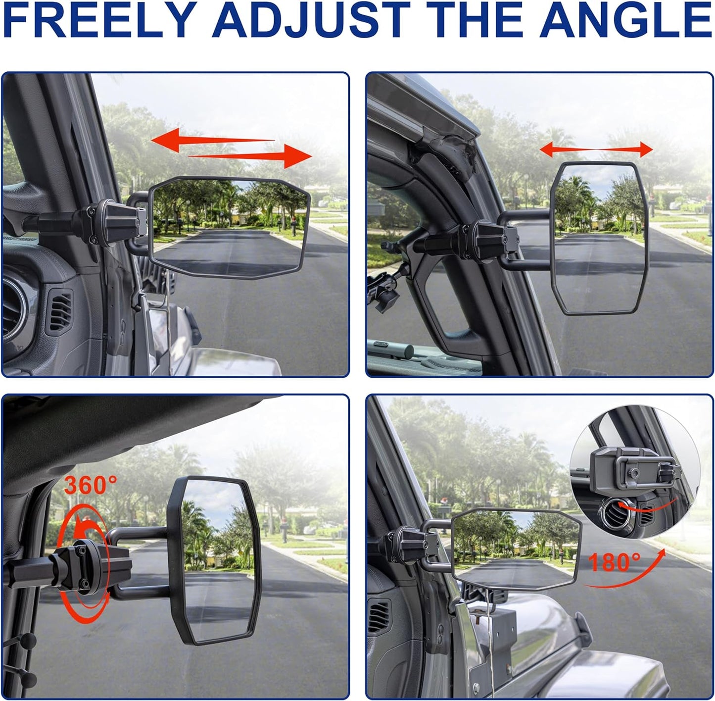 Upgraded Mirrors Doors Off Compatible with Jeep Wrangler JL JLU and Gladiator JT 2018-2023, Quick Release JL Mirror, No Wobble & Quick Removal knob(Not Fit 2024 2025) Patent Pending
