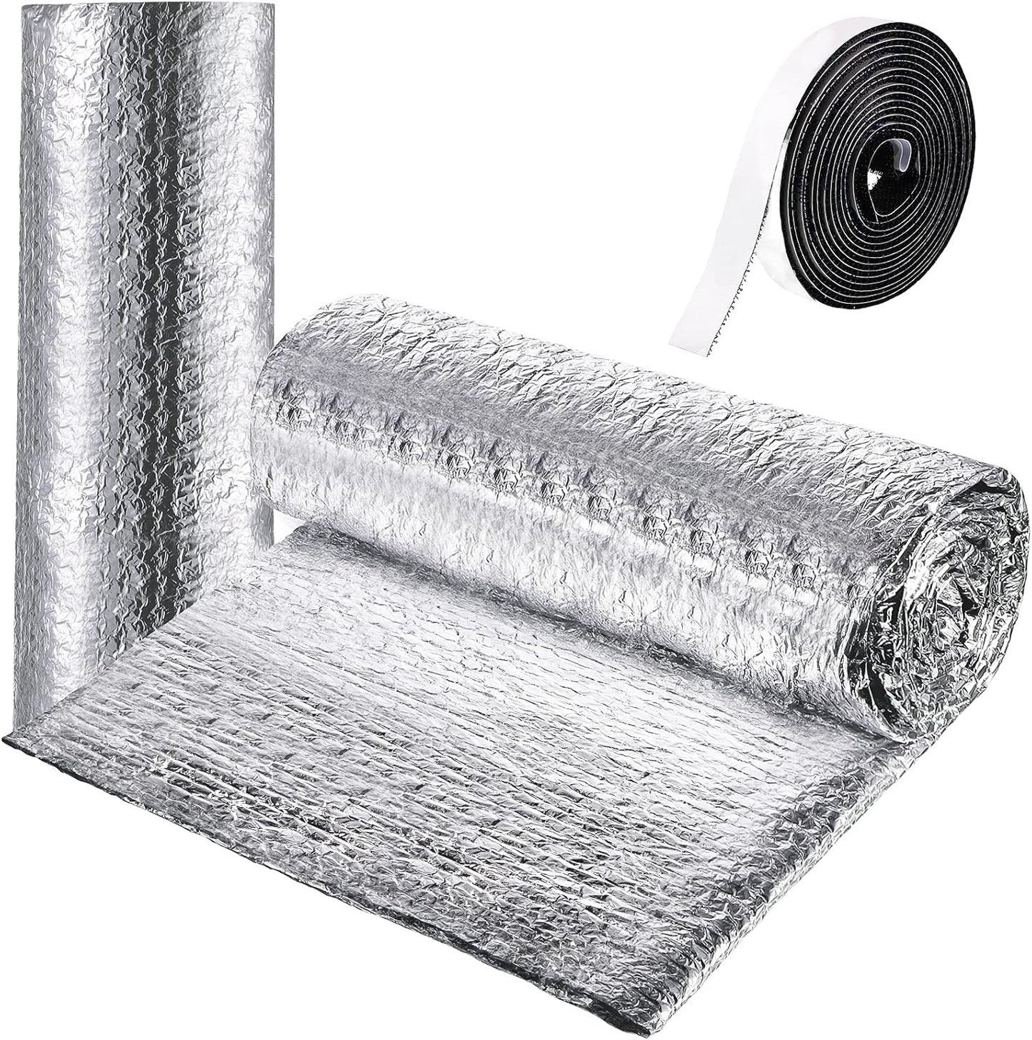 Frienda Double RV Door Window Shade Cover Blackout Reflective Insulation Roll 47x181 Inches Aluminum Foil Insulation Kit for Rv Garage Roof Door Window Skylight Shade(Silver)