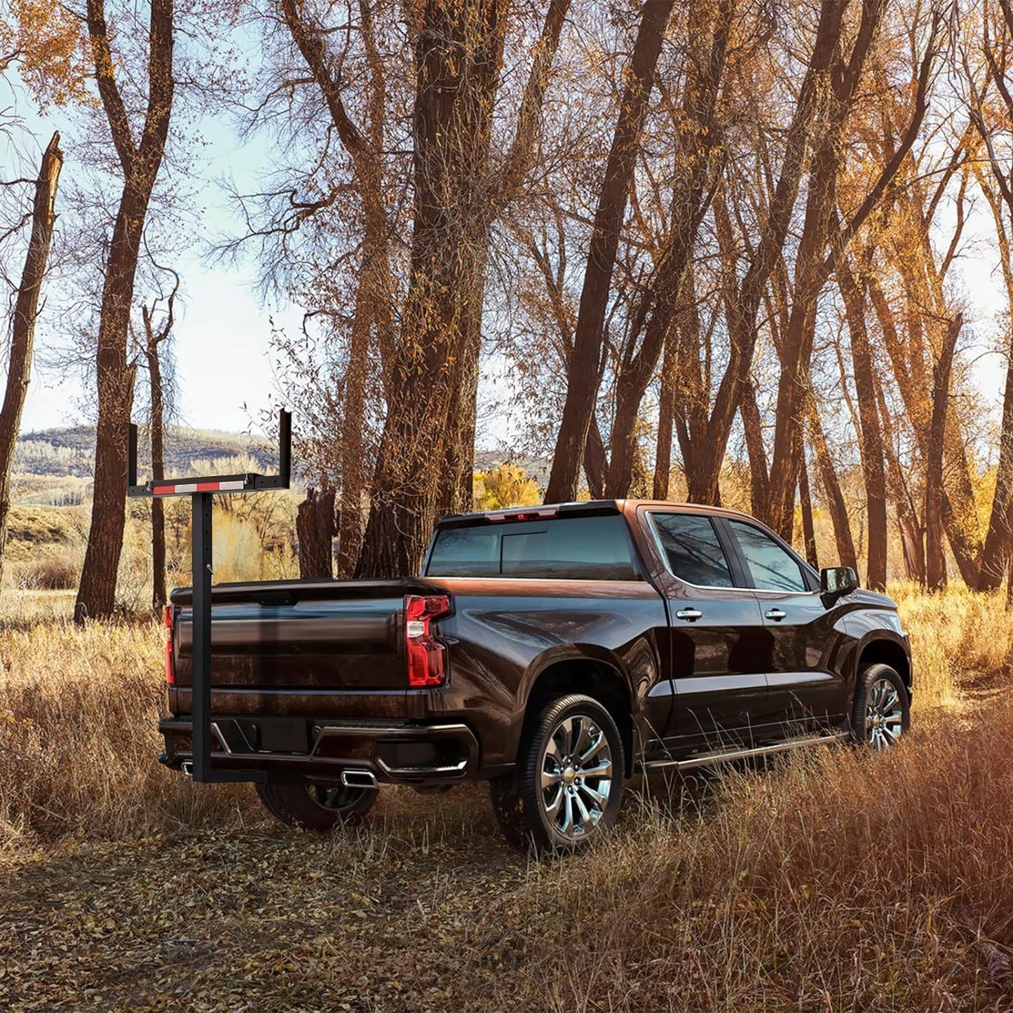 Truck Bed Extender, 2 in 1 Design Foldable Pick Up Truck Bed Hitch Mount Extension Rack ,800lbs Load Capacity - OMOTOR