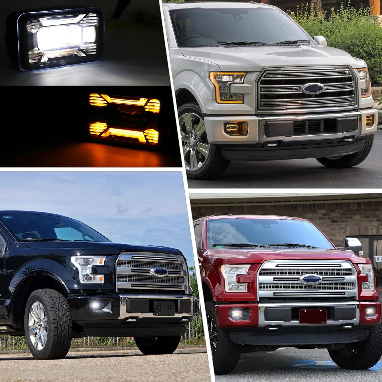 LED Fog Lights F150 Fog Lights with Amber DRL/Turn Signal Rectangular Fog Lights Assembly kit Compatible with Ford F150 2015-2020 Super Duty 2017-2018 1Pair