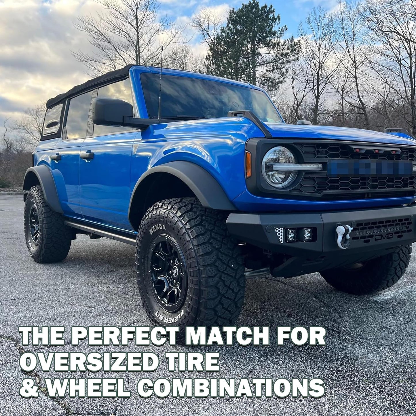 Front & Rear Sasquatch Package Fender Flare Kit Fit for 2021-2023 Ford Bronco 2/4 Door Exclude Bronco Sport, Replace OE M-9164-BFK M2DZ-16268-AA, Black, 4pcs