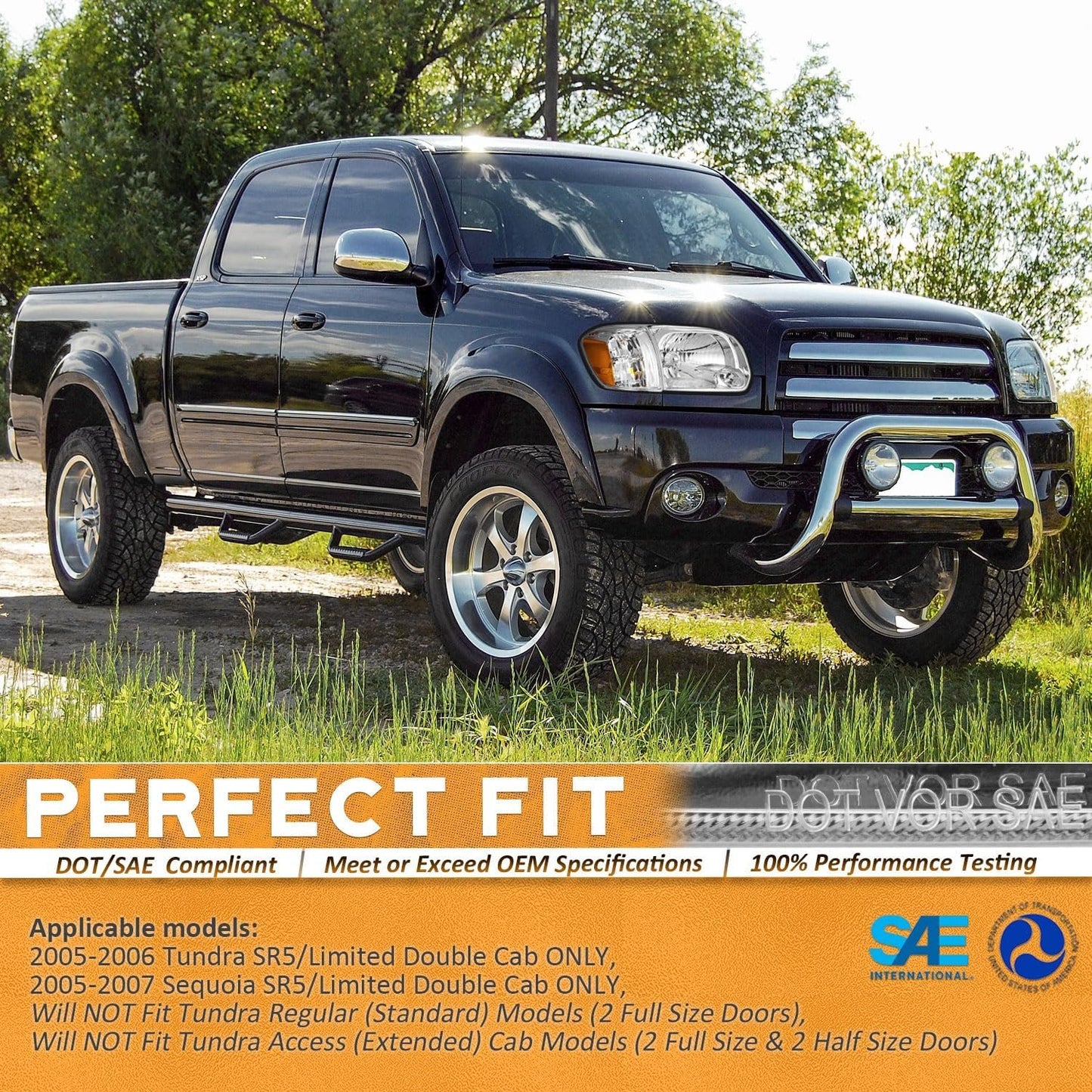 Headlight & Corner Lights for 2005-2006 Toyota Tundra Double Cab SR5/Limited & 2005-2007 Sequoia - Compatible Headlamp Set - OMOTOR