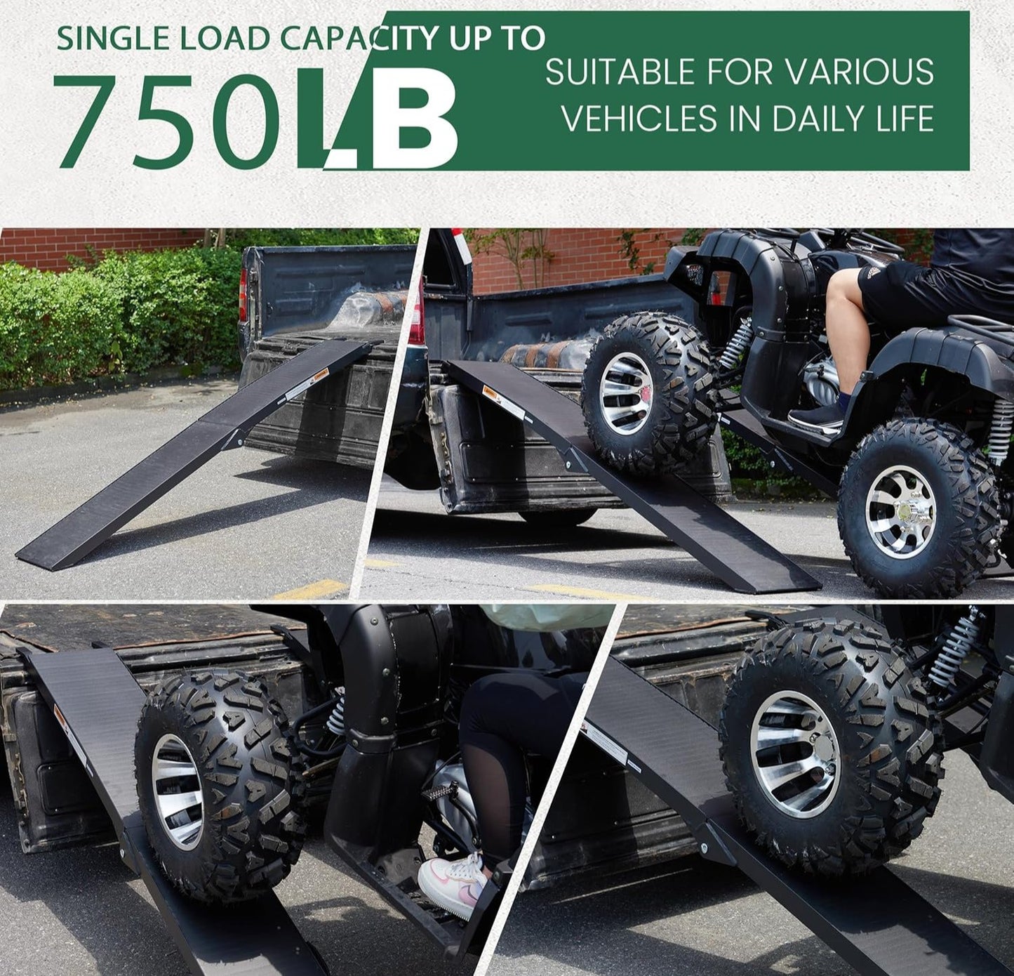 1 Pc of Motorcycle Ramp, Truck Ramp 750LBS Capacity, Ramp for Motorcycles/Dirt Bikes - OMOTOR