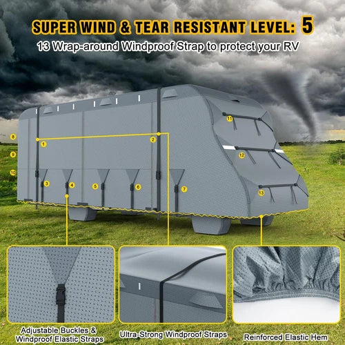 8-Layer UV Protected Class C RV Cover for 29'-32' Camper - OMOTOR