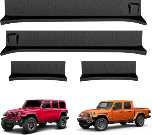 Door Sill Guards Entry Scuff Plate Cover For Jeep Wrangler JL 2018-2025 4-Door - OMOTOR