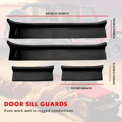 Door Sill Guards Entry Scuff Plate Cover For Jeep Wrangler JL 2018-2025 4-Door - OMOTOR
