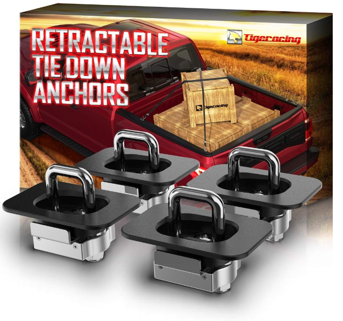 Retractable Tie Down Anchors Compatible with 2019 Ram 1500 Classic Model / 2019-2021 Ram 2500 3500 - OMOTOR