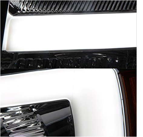 09-14 Ford F150 Light Duty Pickup Black Bazel C-Shape LED light Tube Projector Headlights - OMOTOR